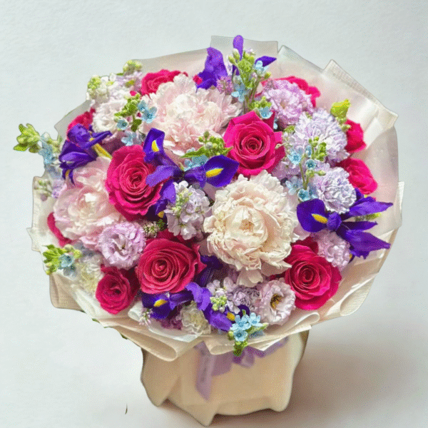 B023 - Bó hoa Peony & Lan tường tone hồng tím