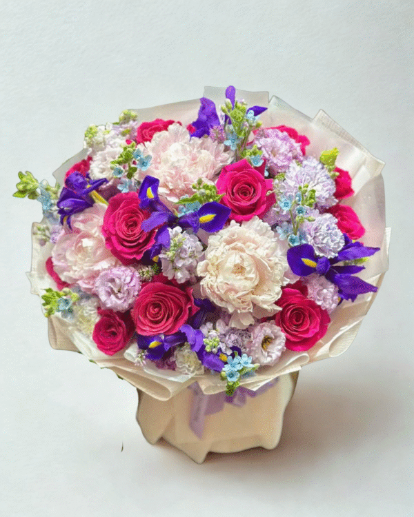 B023 - Bó hoa Peony & Lan tường tone hồng tím